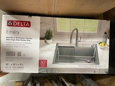 Delta Emery Dual Mount 30 in Single Bowl Stainless Kitchen Sink Kit 