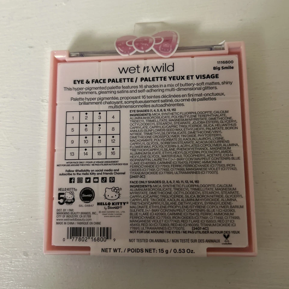 Wet N Wild x Hello Kitty Eye & Face Palette 50th Ann. Sealed 1116800 - Big Smile - Image 2 of 2