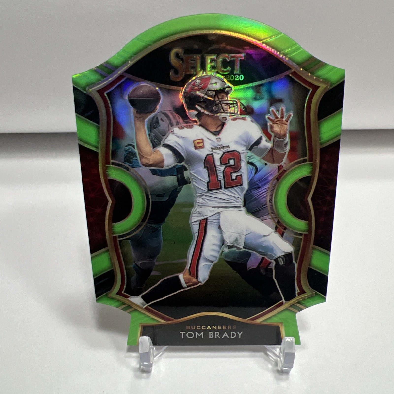 2020 Panini Select Football  - Concourse Tom Brady #1 Neon Green Prizm Die-Cut