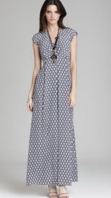 WEEKEND MAX MARA Silk Crepe de Chine Maxi AFOSO Midi Dress IT40 US8 IKAT Print