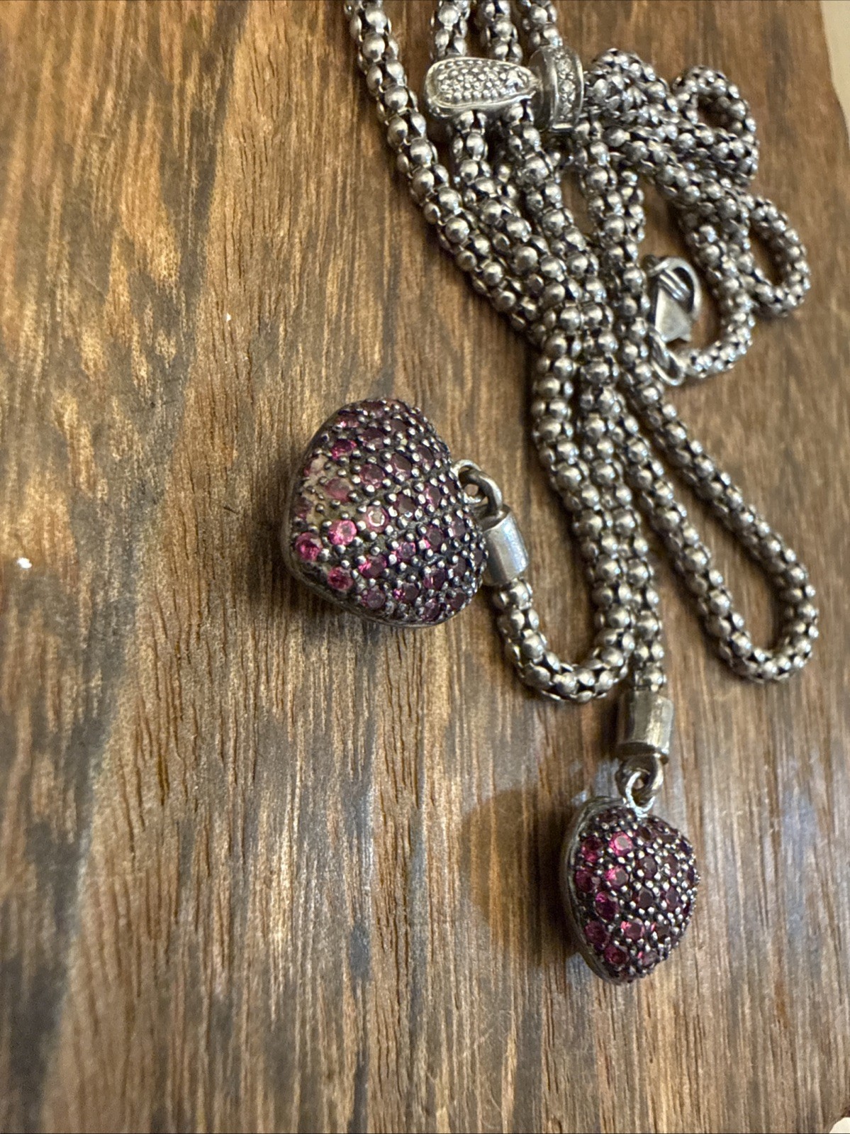 Double Heart Necklace Lab Created Ruby Diamond Ta… - image 15