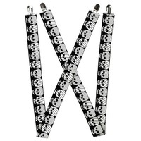 Buckle-Down Suspenders, Checker Stripe Skulls Black White Gray 1.5-I (Us Import)