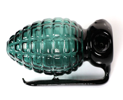 #ad #ad 4.5 Inch Glass Grenade Shape Hand Pipe Dry Pipe Novelty Glass Army Green Black $12.95