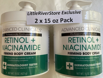 2x Advanced Clinicals Retinol + Niacinamide Firming Body Cream