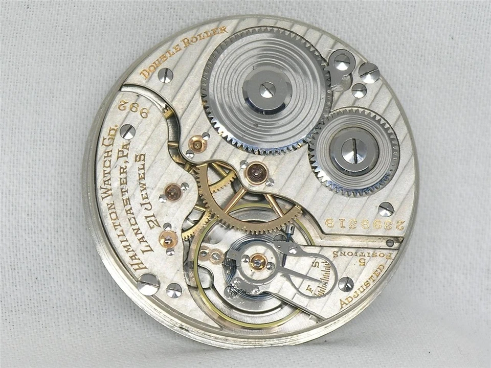 VINTAGE 16S HAMILTON 992 21 JEWEL RAILROAD POCKET WATCH MOV'T & DIAL, RUNNING! - Image 3 of 4