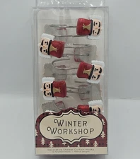 Christmas Red Nutcracker Holiday Shower Curtain Hooks - Set of 12 Rust Resistant