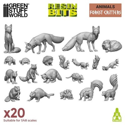 Green Stuff World Waldtiere Set (20) Resin forest animals Collection Gelände
