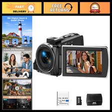 4K Camcorder Video Camera, 64MP Vlogging Camera, 18X Zoom, 3  Rotating Screen, 3