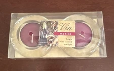 NOS 2-Pack Merlot Wine Scented Tea LIghts in Clear Glass Holders Vin