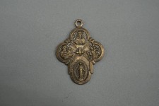 Medaglia Cattolica Vintage Italiana A 4 Vie Pendente Cuore Sacro Miracoloso