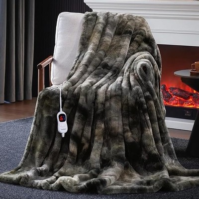 Guohaoi Heated Blanket Electric Throw, Soft Faux Rabbit Fur Electric Blanket ...