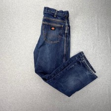 Dickies Mens Dark Wash Straight Leg Denim Jeans Blue Workwear Size 32x29