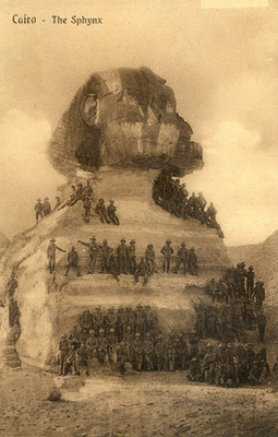 Egypt Real Picture Postcard RPPC Troops At the Great Sphinx of Giza 1916s