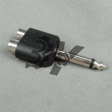 New 1Pcs MONO Plug to Dual 2× Female Jack Splitter 1/4" 6.35mm *kk