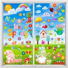 Spring Window Clings Hello-Spring Stickers - 115pcs Flowers Butterfly Bees Bi...
