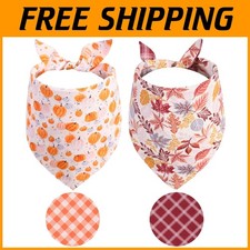 Fall Dog Bandanas 2-Pack - Halloween Pumpkin Scarf