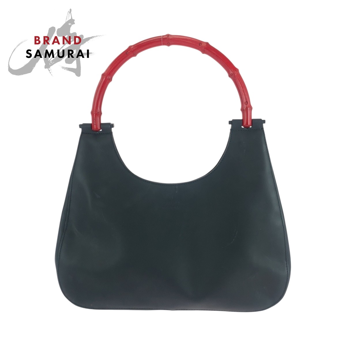 Gucci Bamboo Black Red Leather One Shoulder Bag Handbag 001 3739 502628