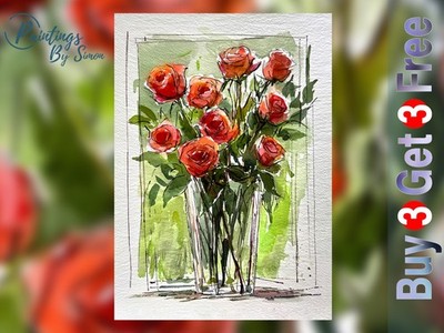 Roter Rosenstrauß 5''x7'' Druck auf mattem Papier | Blumen Wandkunst