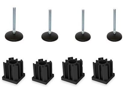 M10x50 zinc foot with 80mm, base + inserts 30x30x1.5mm -Set of 4