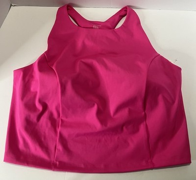 Sports Bra Tank Top Crop High Neck Womens Activewear Amazon Es.. 2X Pink New
