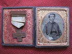 23rd Pennsylvania Vol. Infantry US Civil War Tintype Soldier w/Badge Photo cdv