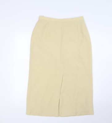 St Michael Damen Gold Polyester Gerade & Bleistiftrock Größe 12 Reißverschluss