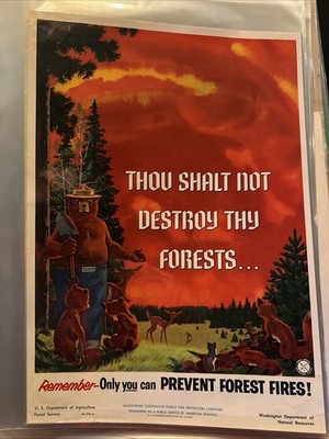 1958 Original Smokey Bear POSTER.  So Rare!! Near Mint 70 Plus Years Old