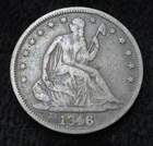 1846 Seated Liberty Half Dollar * 6 Over Horizontal 6 * Graffitied Reverse* 5654