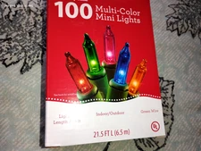 CHRISTMAS,WEDDING,GARDEN.Holiday Time 100 Multi Color Mini Lights.21.5 FT