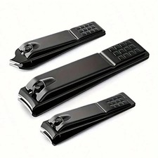 3pcs Set Matte Black Stainless Steel Nail Clippers - For Fingernails, Toenails A
