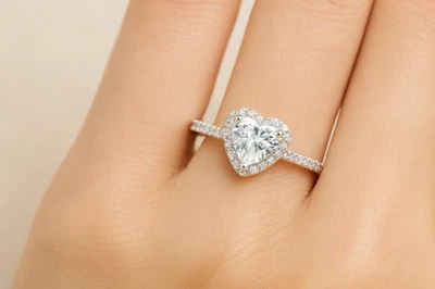 Bague en forme de cœur en argent 925 | Femme | Diamètre intérieur 18 mm | Neuve - Photo 1/4