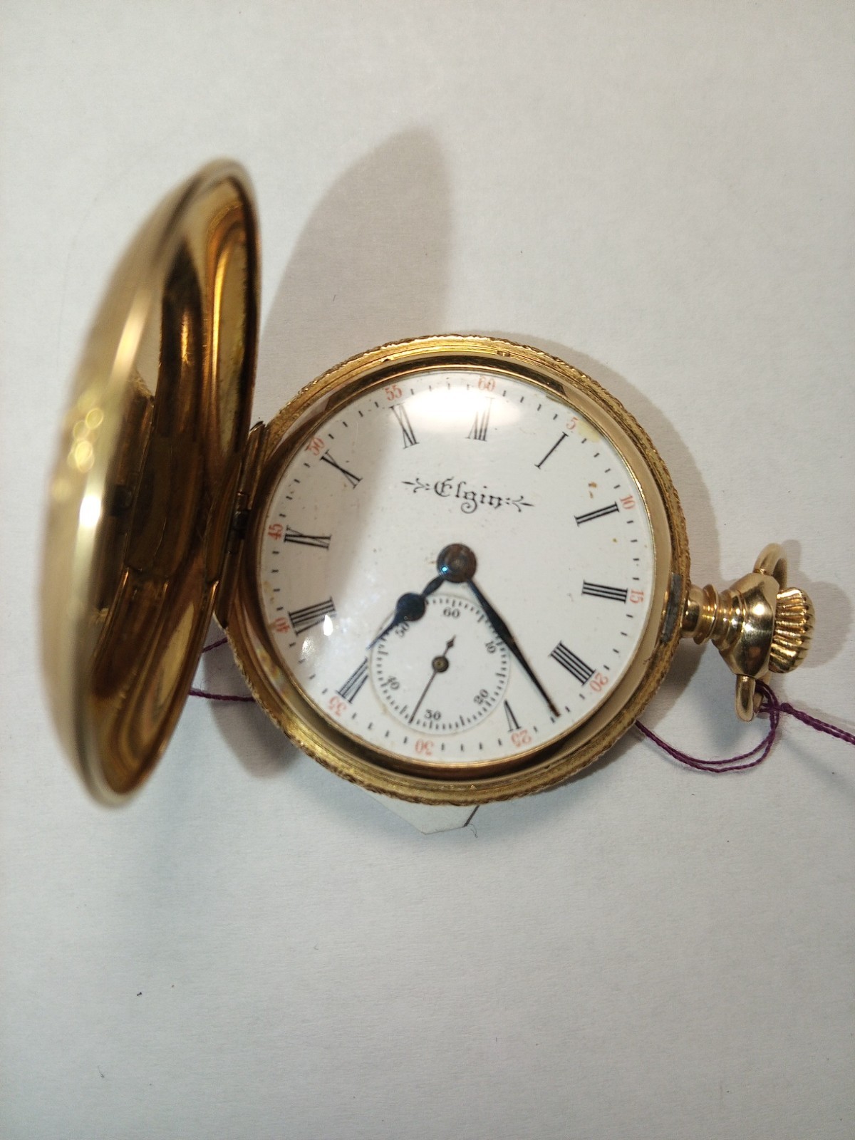 1900 Pocket Gold – Solid 14K c. Watch Elgin Ornate Case Runs Hunter – Antique – - vintagewatches.pk
