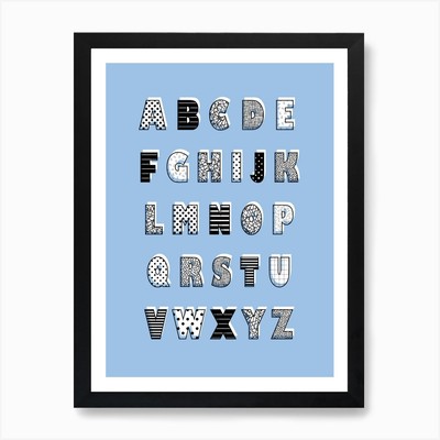 ABC Blau Kunstdruck Gerahmt Wandbild Poster Leinwanddruck Bild