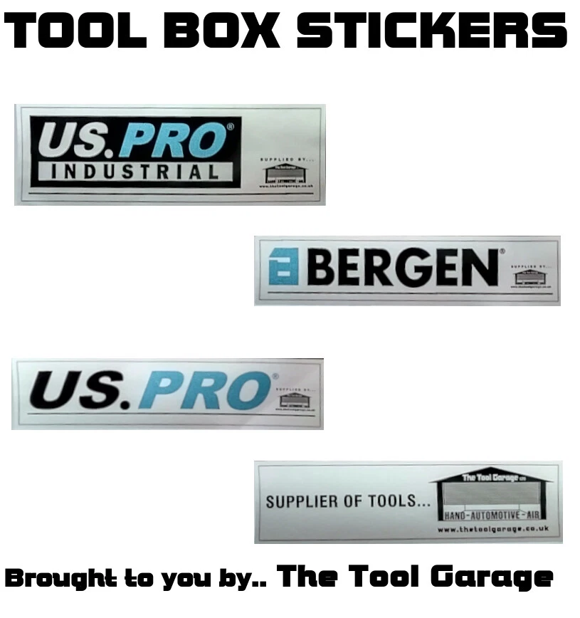 TOOL BOX Stickers Decal, US.PRO INDUSTRIAL, BERGEN, US PRO by The Tool Garage