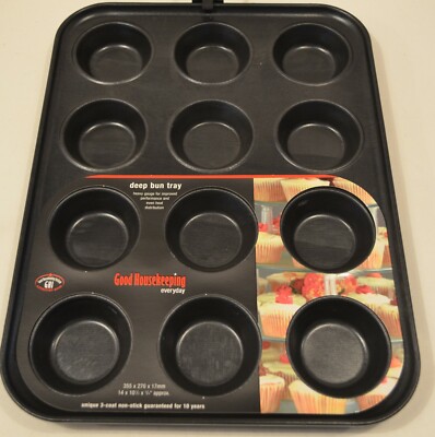 GOOD HOUSEKEEPING 12 HOLE NON STICK DEEP BUN TIN/TRAY UK