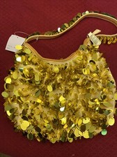 Vintage New Sequined Golden Sack Handbag