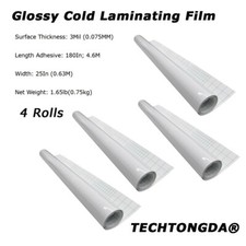 4Rolls 25"x180" Glossy Cold Laminating Film Laminator Roll Transparent PVC Film