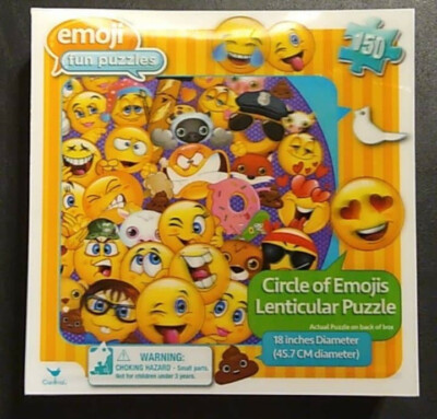 Emoji - Fun Puzzles - Circle Of Emojis Lenticular 150 Pc Puzzle - NEW!