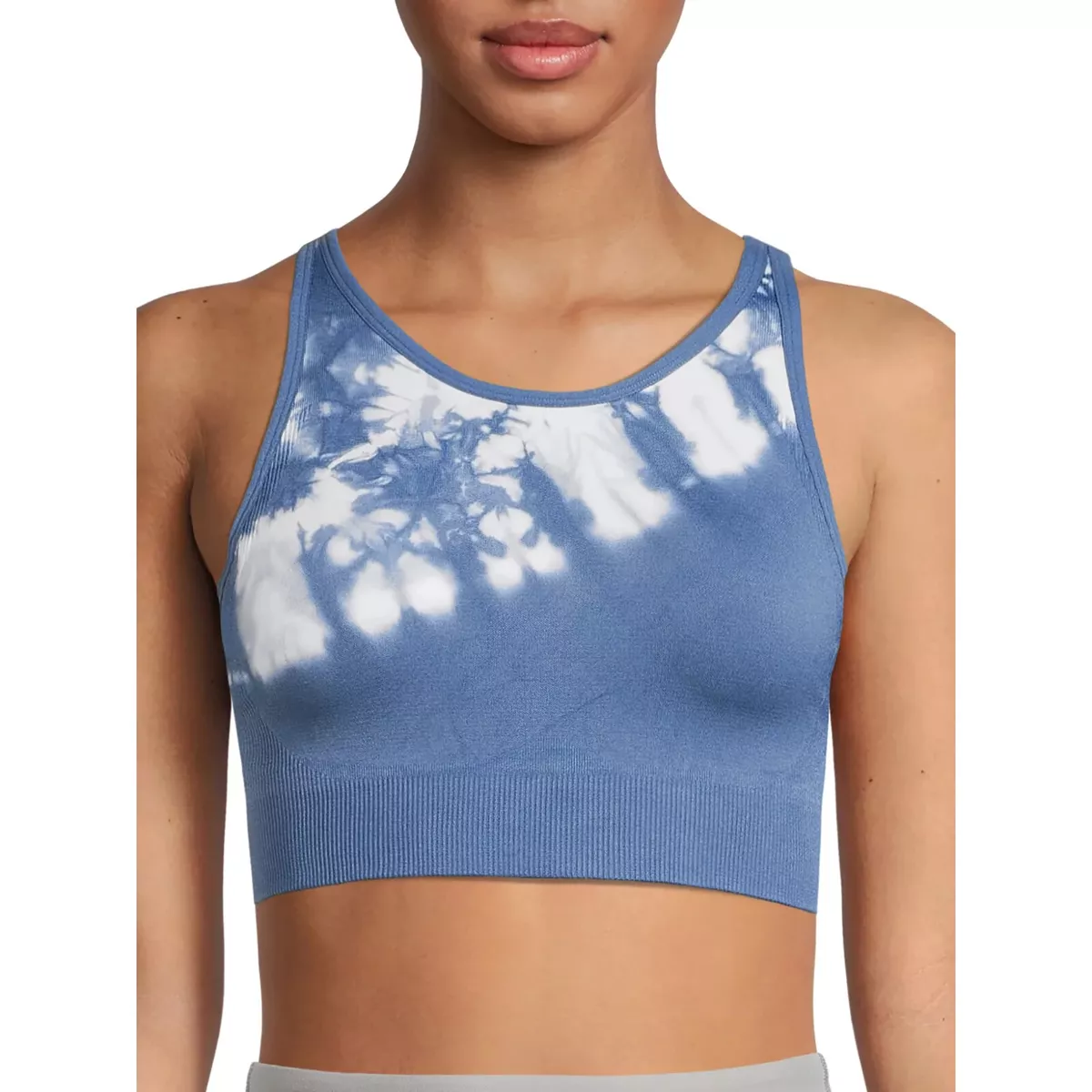 Avia Women's Seamless High Neck Medium Support Sports Bra Blue Size Small  NEW