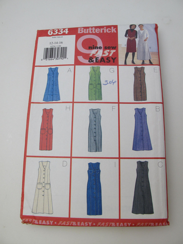 6334 Maglione vintage Butterick modello CUCITO anni 90 aderente facile taglia 12-16 (U)