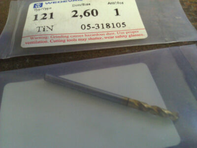 .1024'' 2.6mm HSCO TiN COATED SCREW MACHINE LENGTH DRILL