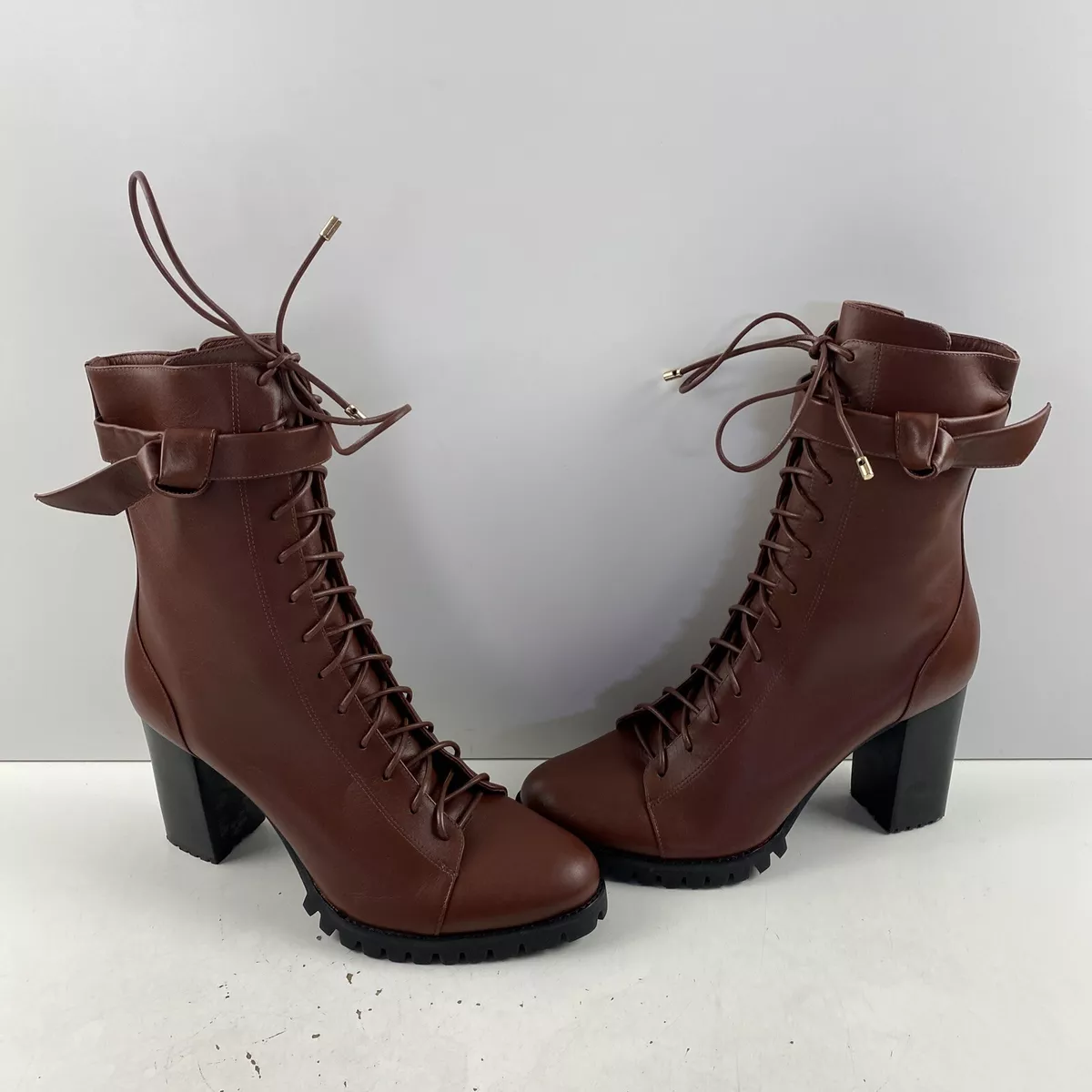 8 By YOOX LEATHER ANKLE COMBAT BOOTS | Brown Women's Ankle Boot | YOOX