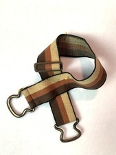 VTG Classic 80s Elastic Stretch Double Buckle Cinch Belt Adjustable Brown Stripe