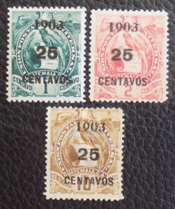 Guatemala Stamps SC 124,125 & 127 unused 1903
