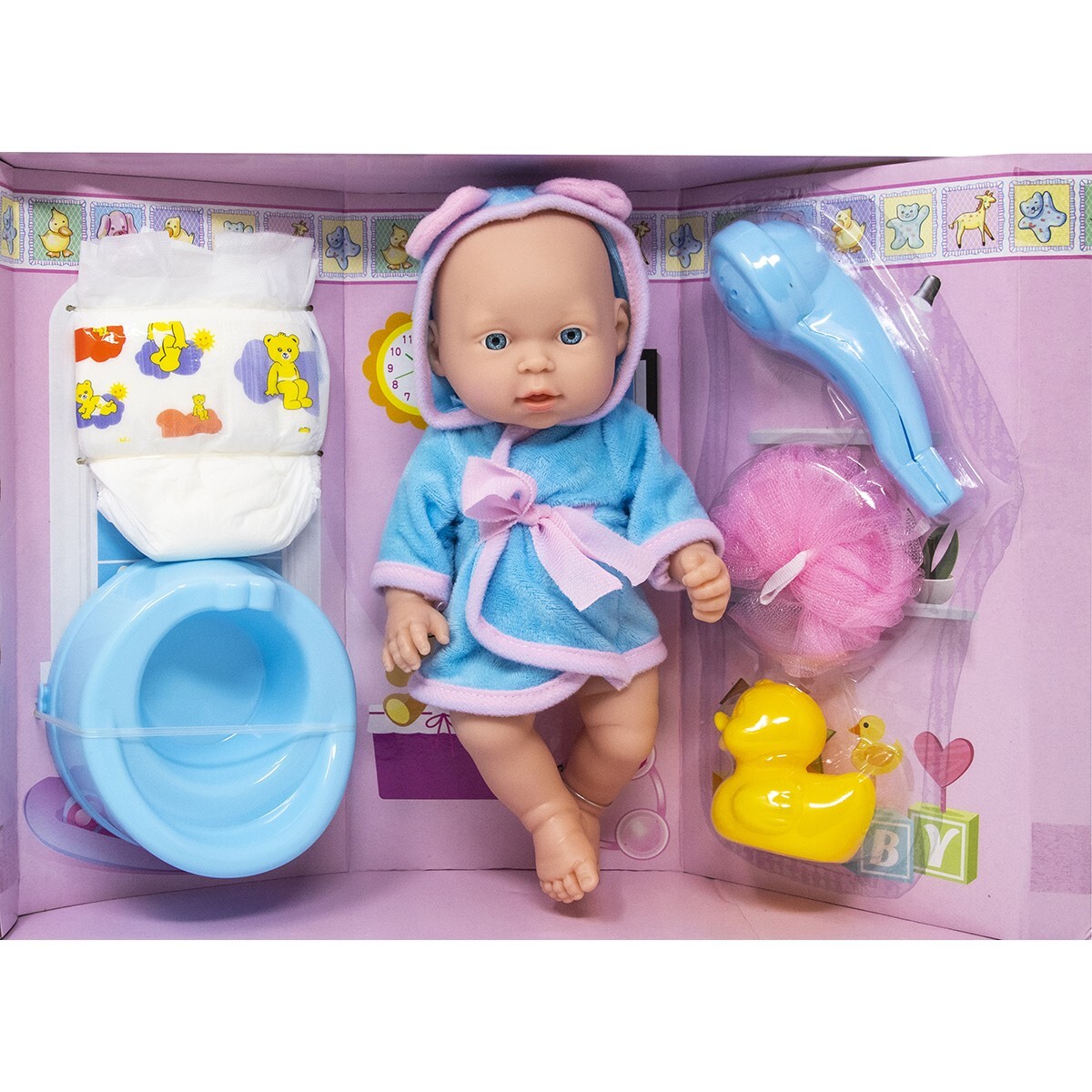 NEW BABY DOLL SET SOAP POTTY RUBBER DUCK TOY GIRL KIDS FUN WITH SOUND XMAS  GIFT