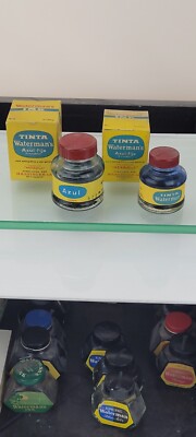 Waterman's 1oz & 2 oz Tinta Azul-fija & Azul in Original Boxes, Spain (e703)