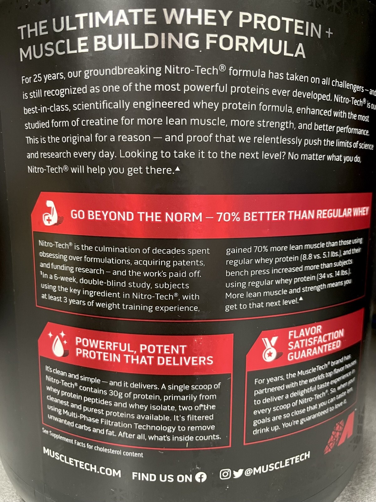 Muscletech Nitro Tech Whey Protein Milk Chocolate 4 lbs. Exp. 2025