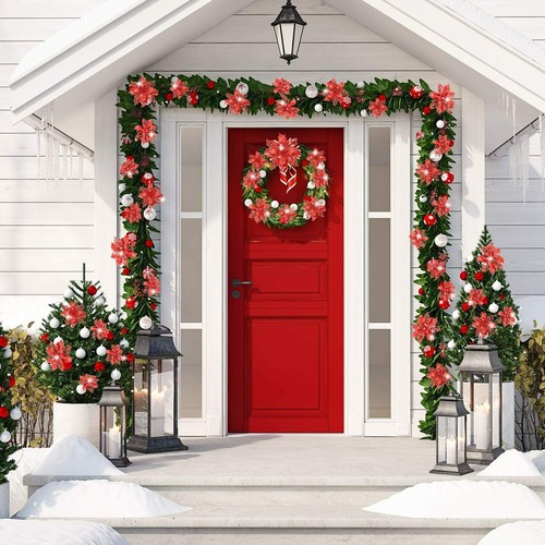 10pcs Christmas Poinsettia Glitter Flower Hanging Xmas Party Tree Decoration Hot - Picture 12 of 15