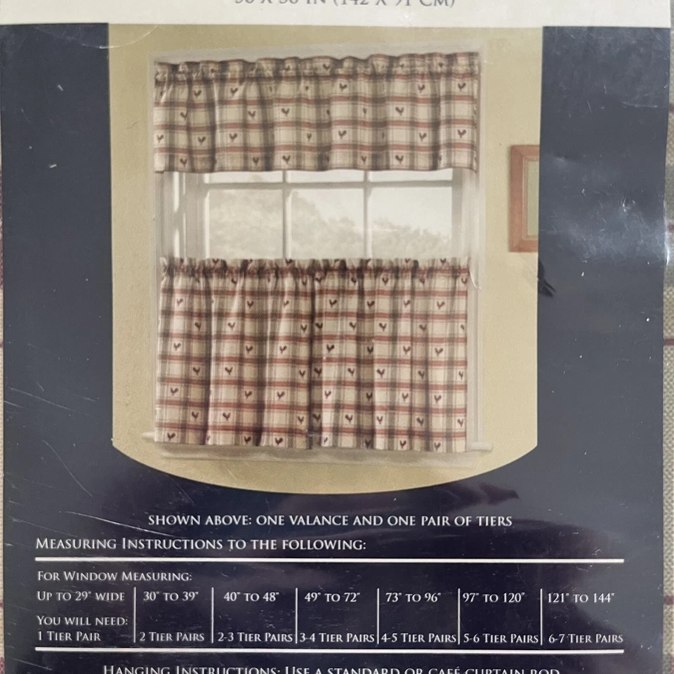 COLORMATE~VTG Par de Cortinas 'Gallo' Estilo Café/Granja Sears 56x36" Nuevo Foto 3 de 4