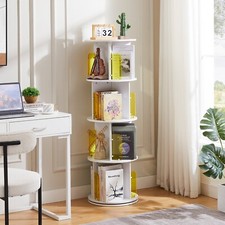 4 Tier Rotating Bookshelf 360 Revolving Bookcase Corner Organizer Display Rack